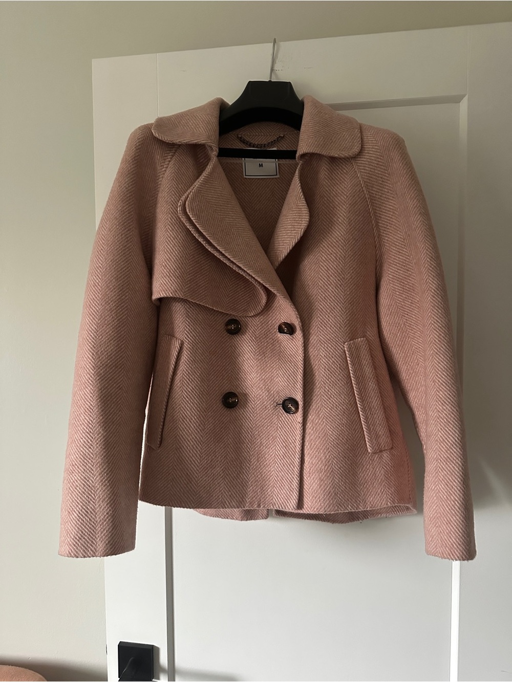 Women's Blush Pink Double-Breasted Peacoat